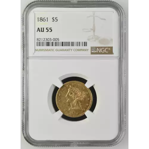 1861 $5 Liberty NGC AU55 (2)