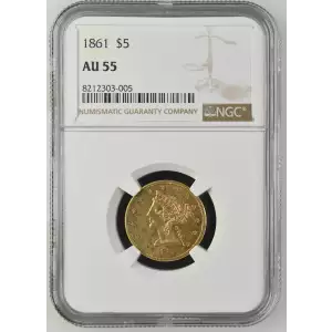 1861 $5 Liberty NGC AU55 (2)