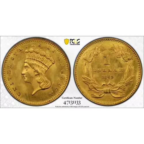 1862 G$T3 PCGS MS64CAC CAC (2)