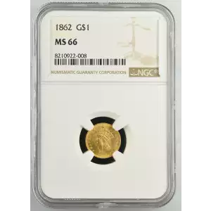 1862 Type 3 Gold Dollar NGC MS66 (2)