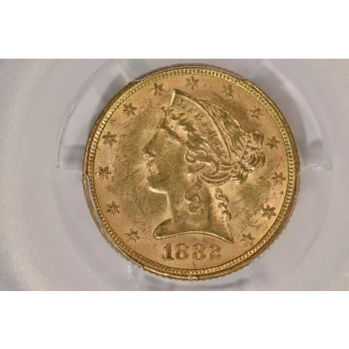 1882 $5 Lib PCGS MS63+ CAC CAC