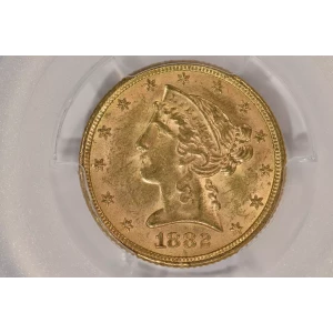 1882 $5 Lib PCGS MS63+ CAC CAC