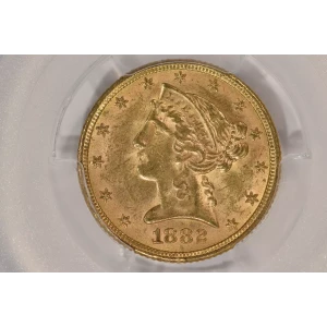 1882 $5 Lib PCGS MS63+ CAC CAC