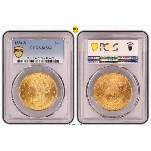 1884-S $20 Lib PCGS MS62+ (2)