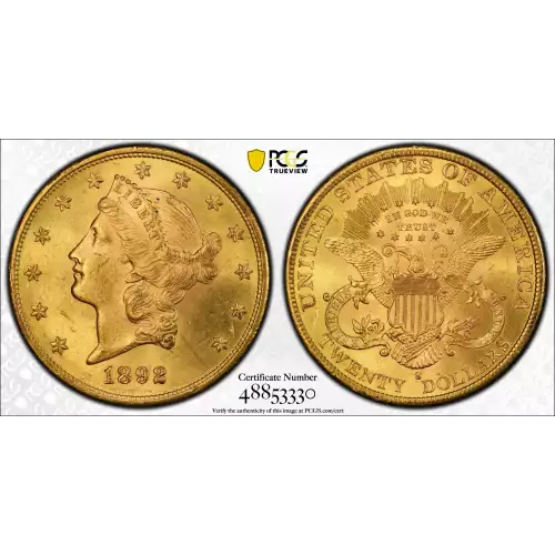 1892S 20 Lib PCGS MS63+ CAC CAC (2)