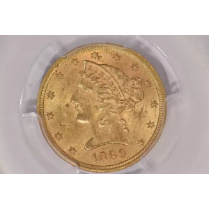 1899 $5 Lib PCGS MS62 CAC CAC