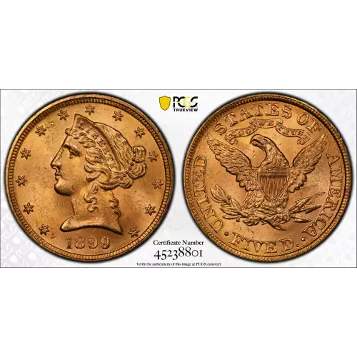 1899 5 Lib PCGS MS64 CAC CAC (2)