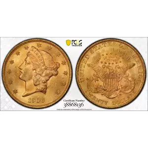1900 20 Lib PCGS MS64 CAC CAC (2)