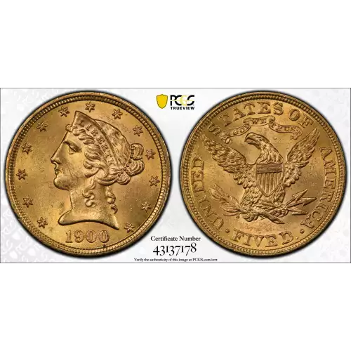 1900 $5 Lib PCGS MS64 CAC CAC (2)