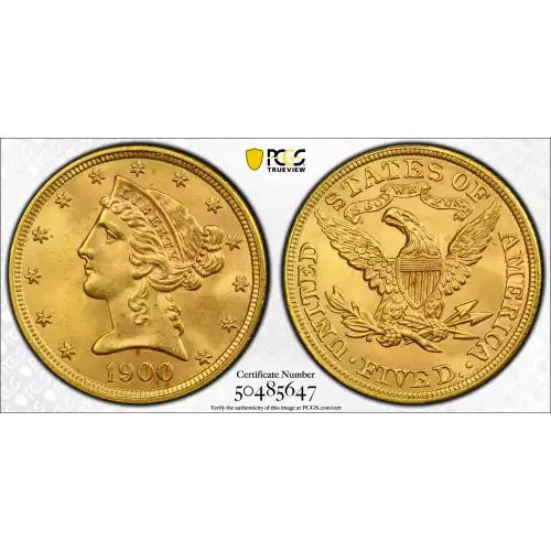1900 5 Lib PCGS MS65 CAC CAC (2)