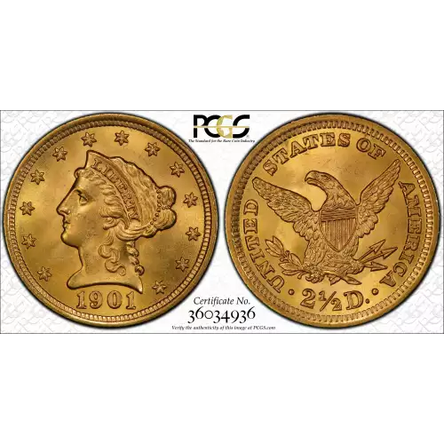 1901 2.5 Lib PCGS MS66 CAC CAC (2)