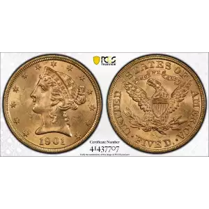 1901 $5 Lib PCGS MS64 CAC CAC (2)