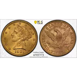 1901 $5 Lib PCGS MS64 CAC CAC (2)