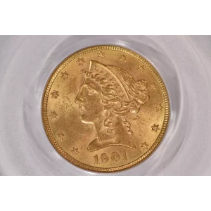 1901 5 Lib PCGS MS64 CAC CAC (2)