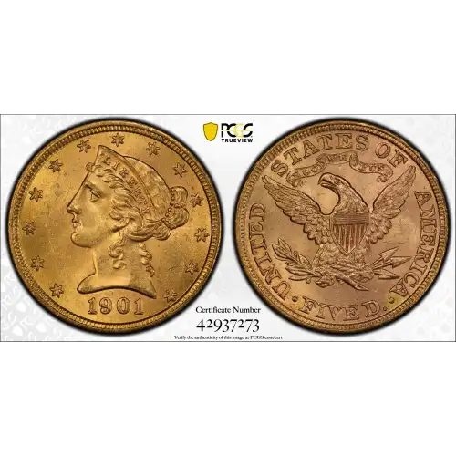 1901 $5 Lib PCGS MS64 CAC CAC (2)