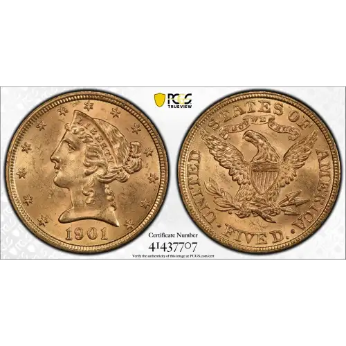 1901 $5 Lib PCGS MS64 CAC CAC (2)