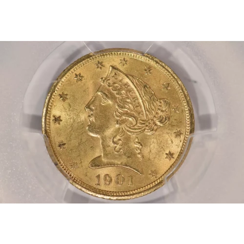1901S 5 Liberty PCGS MS64 CAC CAC