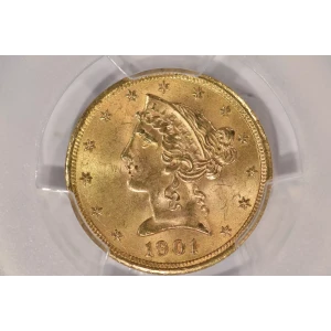 1901S 5 Liberty PCGS MS64 CAC CAC
