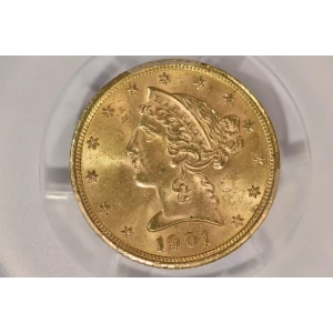 1901S 5 Liberty PCGS MS64 CAC CAC