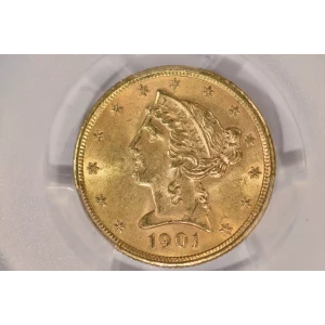 1901S 5 Liberty PCGS MS64 CAC CAC