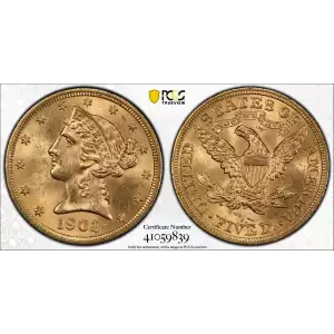 1902 $5 Lib PCGS MS64 CAC CAC (2)