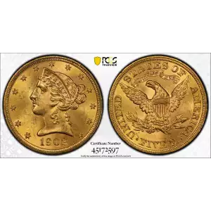 1902 5 Lib PCGS MS65 PLUS CAC CAC (2)