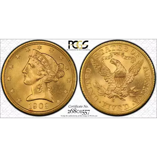 1902S 5 Lib PCGS MS65CAC CAC (2)