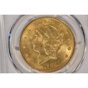 1904 $20 PCGS MS64CAC CAC