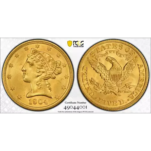 1904 5 Liberty PCGS MS65+ CAC CAC (2)