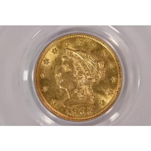 1905 $2.5 Lib PCGS MS63 CAC CAC