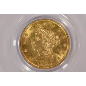 1905 $2.5 Lib PCGS MS63 CAC CAC