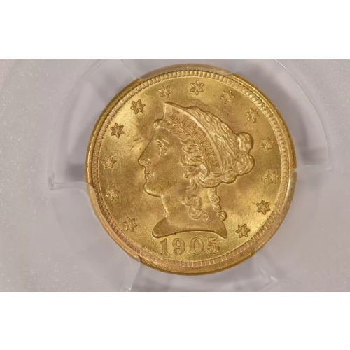 1905 $2.5 Lib PCGS MS65 CAC CAC