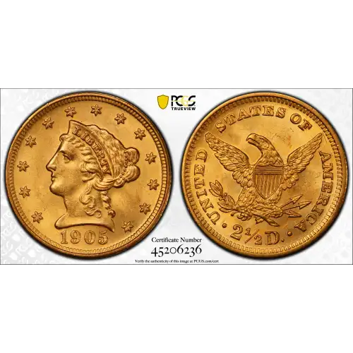 1905 2.5 Lib PCGS MS65 CAC CAC (2)