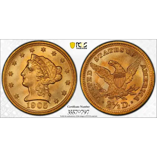 1905 2.5 Lib PCGS MS65 CAC CAC (2)