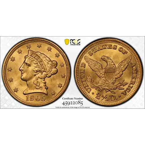 1905 2.5 Lib PCGS MS65CAC CAC (2)