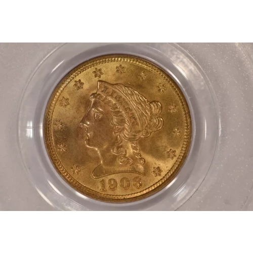 1906 $2.5 Lib PCGS MS65 CAC CAC