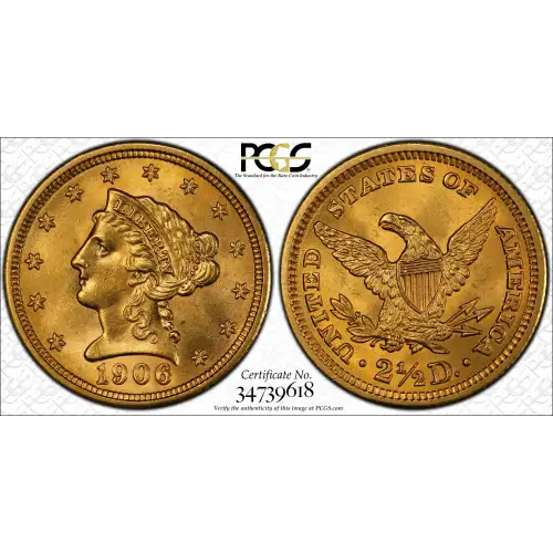 1906 $2.5 Lib PCGS MS64 CAC CAC (2)