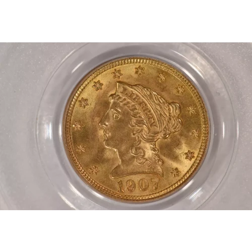 1907 2.5 Lib PCGS MS64 CAC CAC