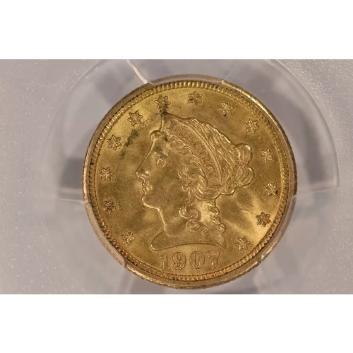 1907 2.5 Lib PCGS MS64CAC CAC