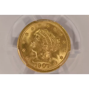 1907 2.5 Lib PCGS MS66CAC CAC