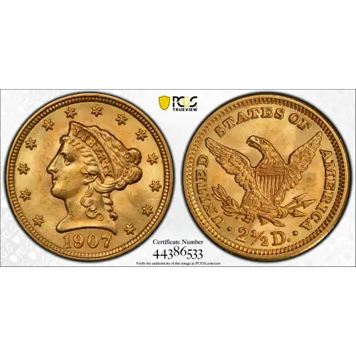 1907 $2.5 Lib PCGS MS63 CAC CAC (2)