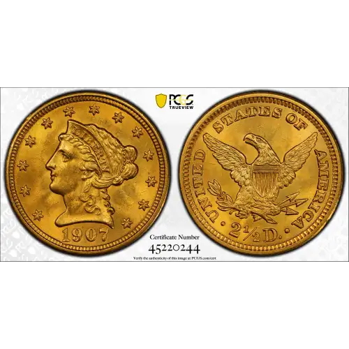 1907 $2.5 Lib PCGS MS64CAC CAC (2)
