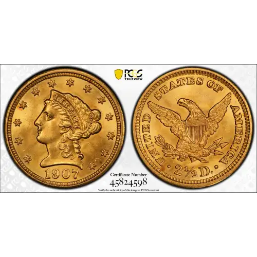 1907 $2.5 Lib PCGS MS65 CAC CAC (2)