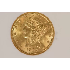 1907 5 Lib NGC MS65CAC CAC
