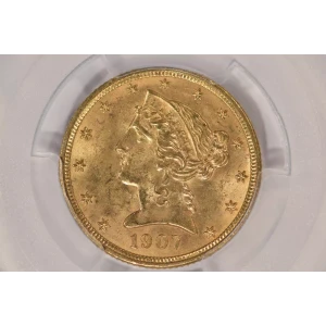 1907-D $5 Lib PCGS MS64 CAC CAC