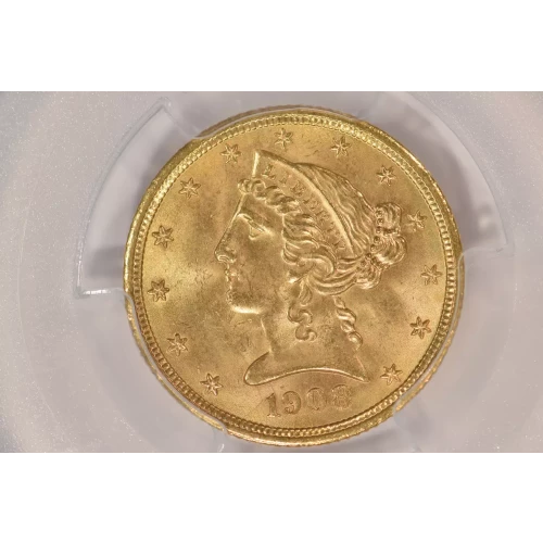 1908 5 Lib NGC MS64+CAC CAC