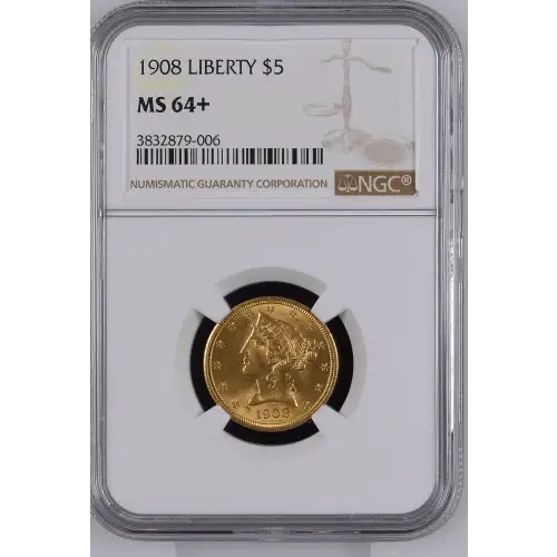 1908 $5 Lib NGC MS64+ CAC CAC (2)