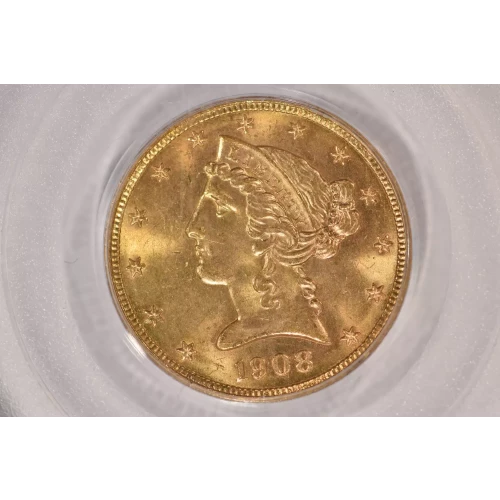 1908 $5 Lib PCGS MS64 CAC CAC