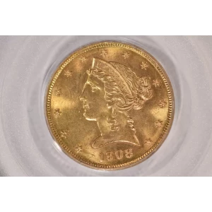 1908 $5 Lib PCGS MS64 CAC CAC
