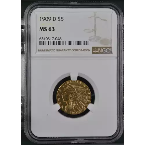 1909-D $5 Ind NGC MS63 CAC CAC (2)